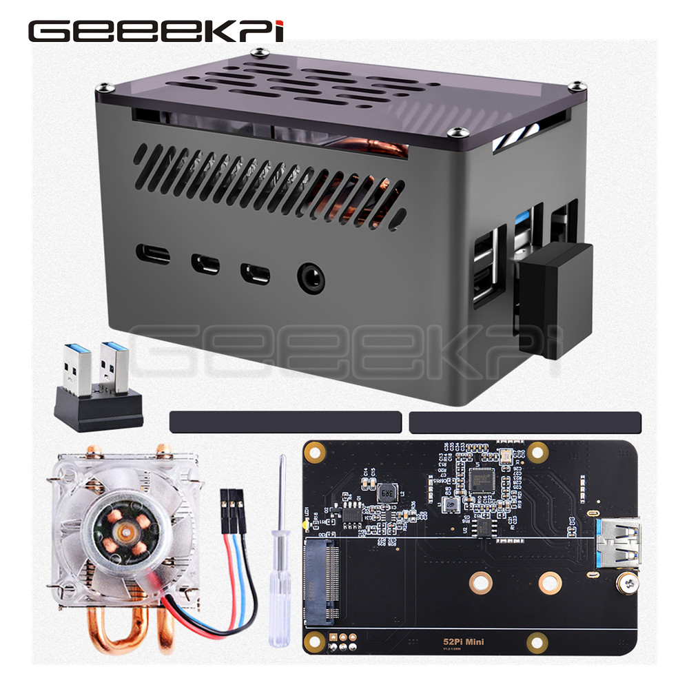 Pi 4 Case - GeeekPi Aluminum Brick Case Black Shell