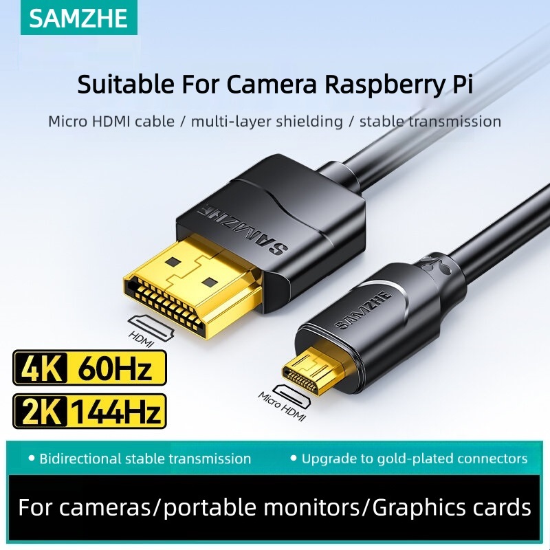 Pi Camera Cable - SAMZHE Micro HDMI-Compatible 4K/60Hz 3D Effect