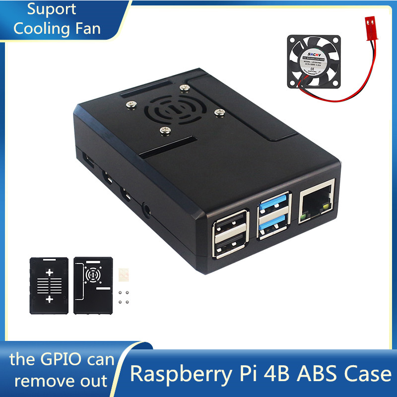 Pi 4 Case - Raspberry Pi ABS Case Black Plastic